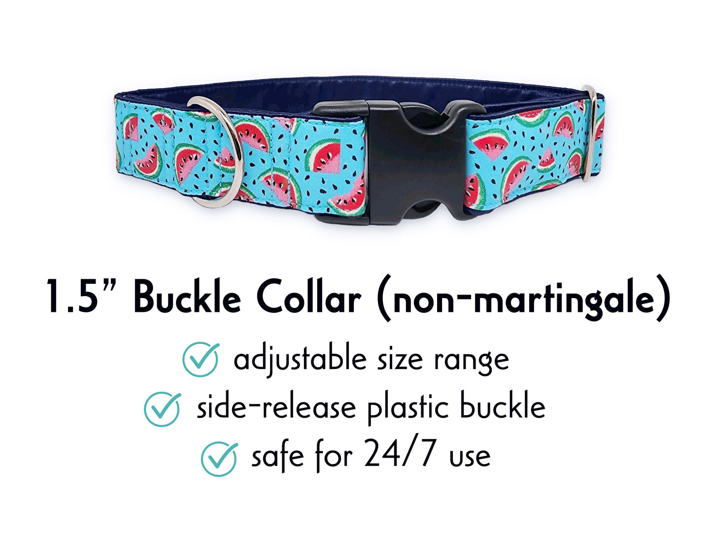 1.5 Inch Wide Watermelon Slices Buckle Dog Collar by The Hound Haberdashery