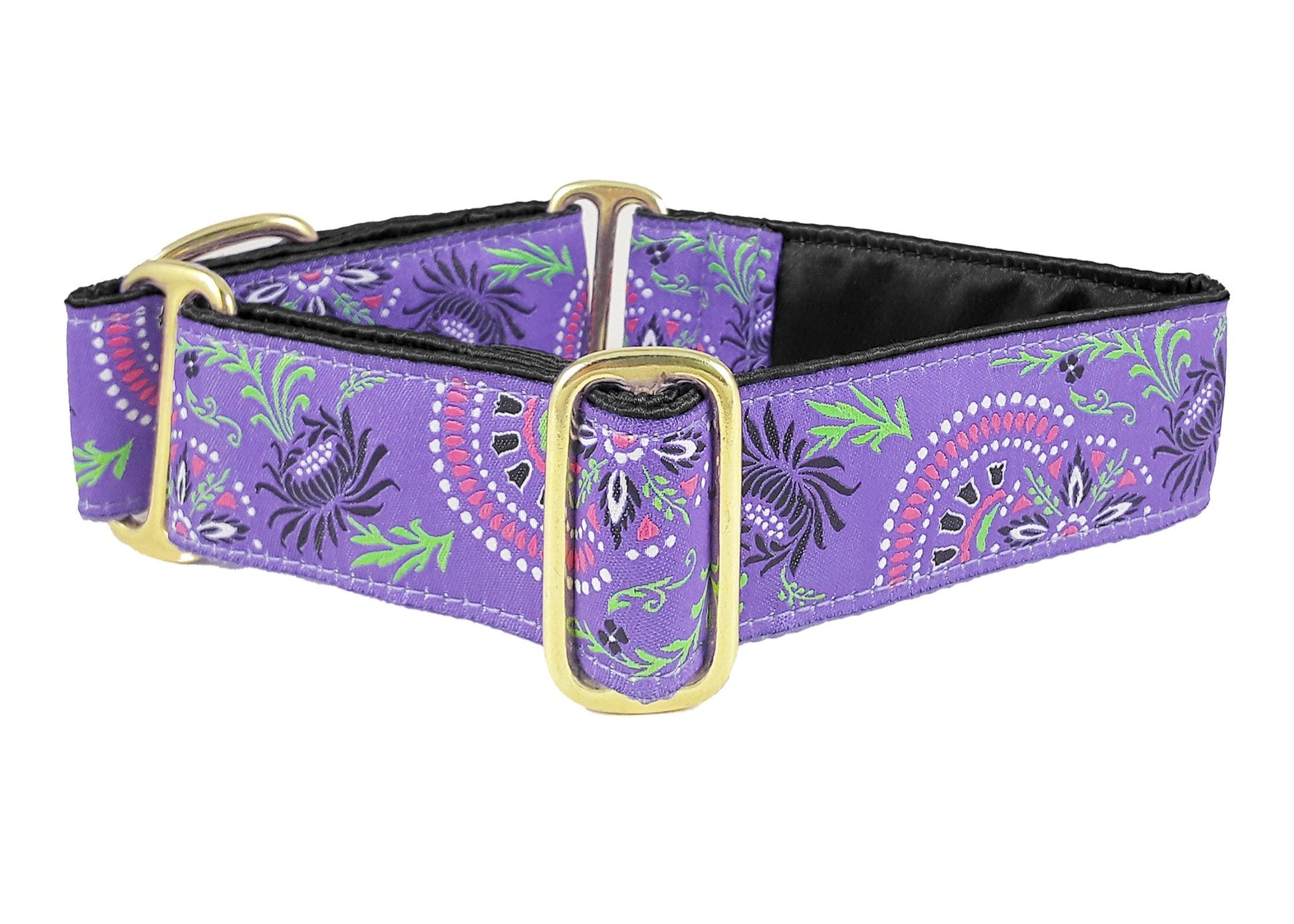 1.5 Inch Wide Purple Flower Burst Dog Collar by The Hound Haberdashery