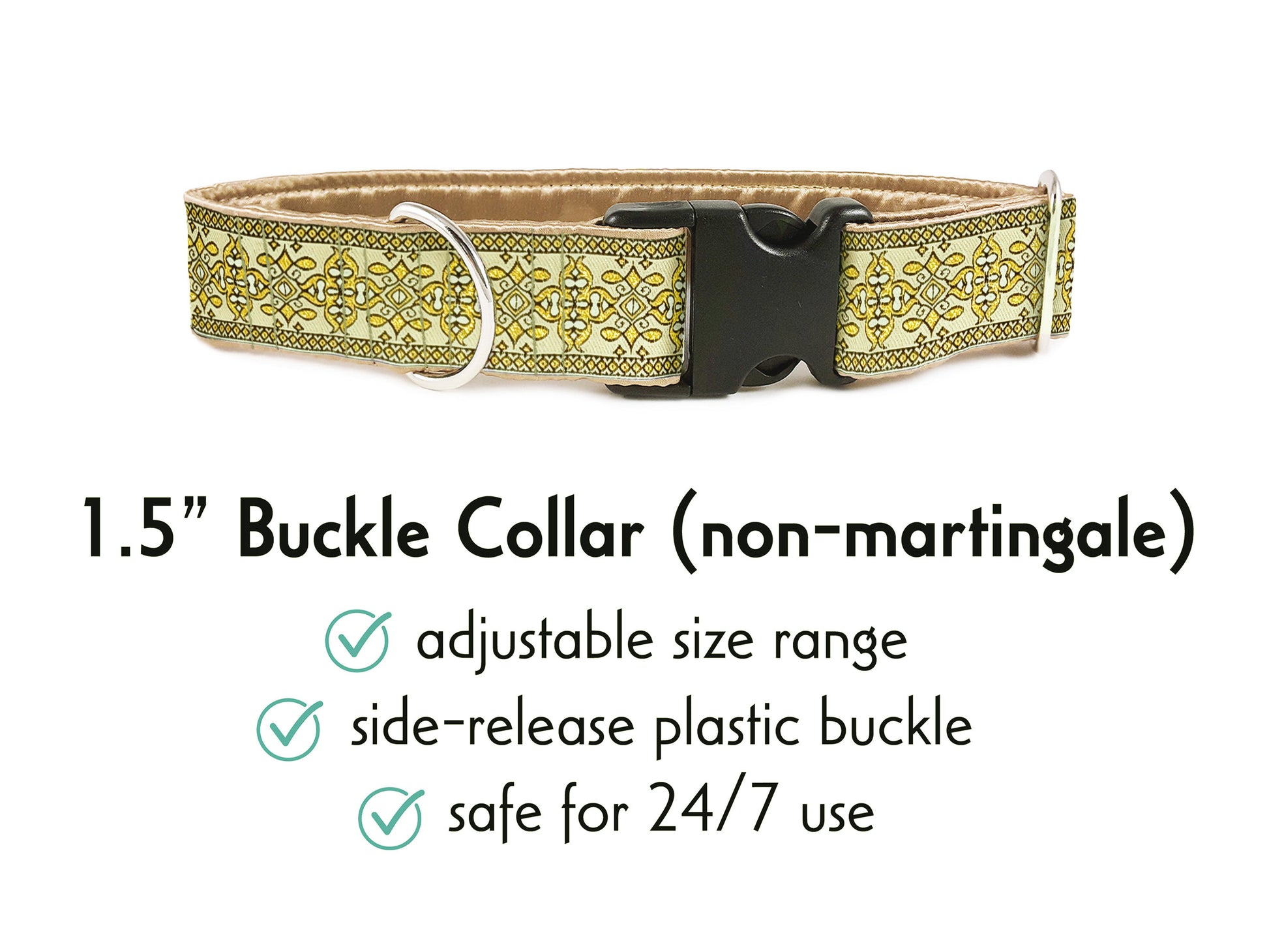 Image of Gold/Creme Cashel Buckle Dog Collar by The Hound Haberdashery