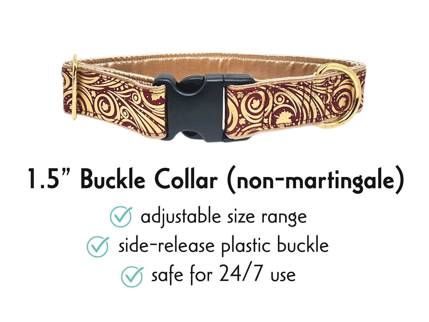 1.5 Inch Wide Autumn Swirl Buckle Dog Collar by The Hound Haberdashery