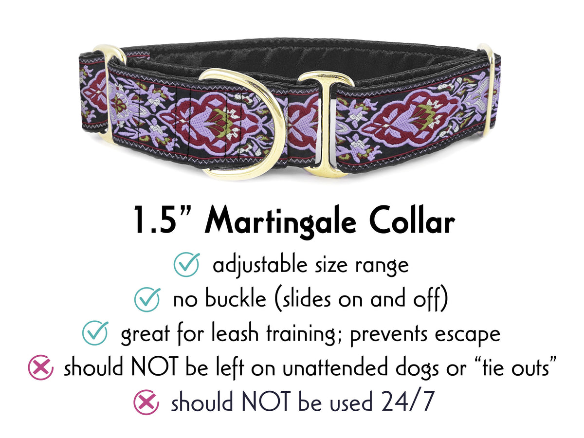1.5 Inch Wide Lavender, Burgundy Salzburg Martingale Dog Collar