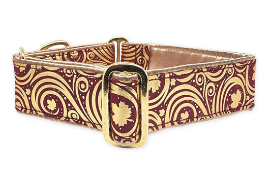 1.5 Inch Wide Autumn Swirl Dog Collar by The Hound Haberdashery