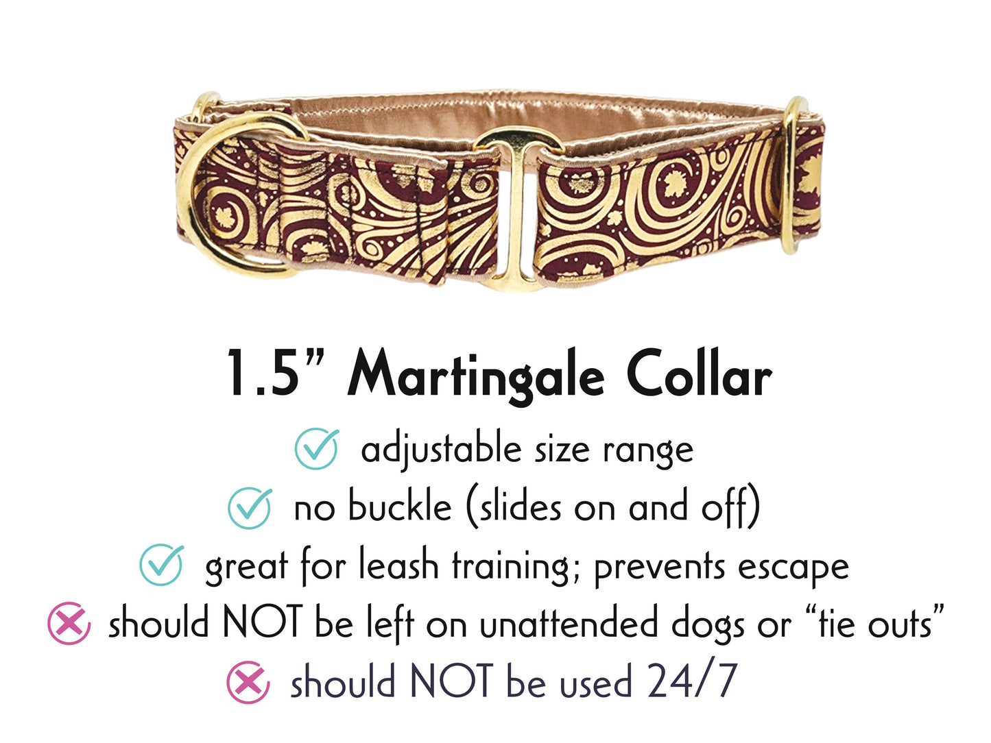1.5 Inch Wide Autumn Swirl Martingale Dog Collar by The Hound Haberdashery
