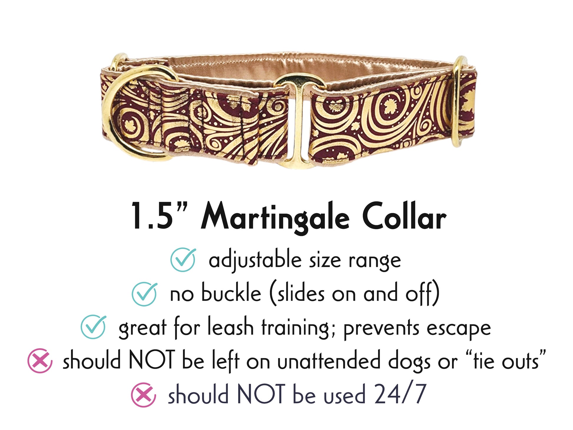 1.5 Inch Wide Autumn Swirl Martingale Dog Collar by The Hound Haberdashery