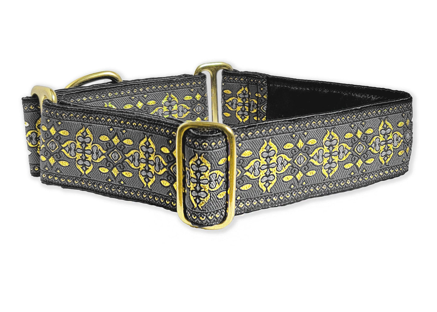 1.5 Inch Wide Gray, Gold Cashel Dog Collar by The Hound Haberdashery
