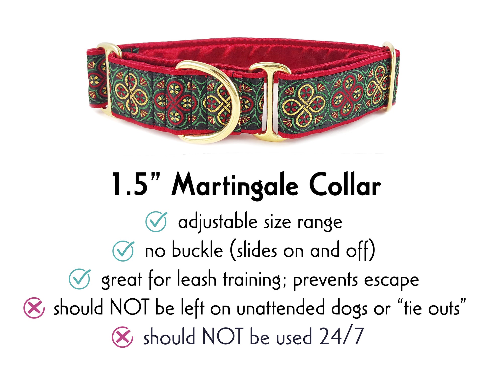 1.5 Inch Wide Christmas Blarney Martingale Dog Collar by The Hound Haberdashery