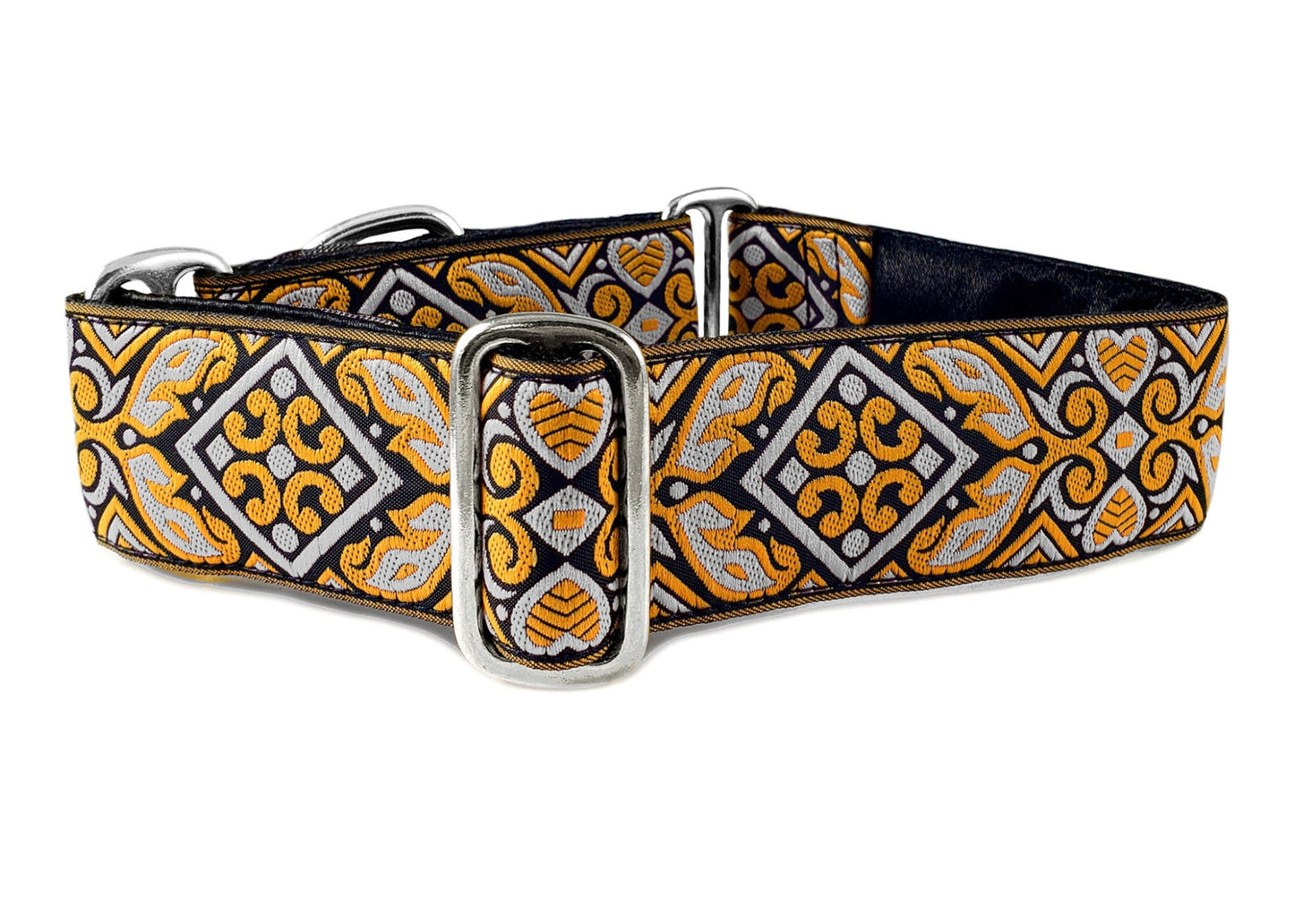 1.5 Inch Wide Gray, Orange Cologne Dog Collar by The Hound Haberdashery