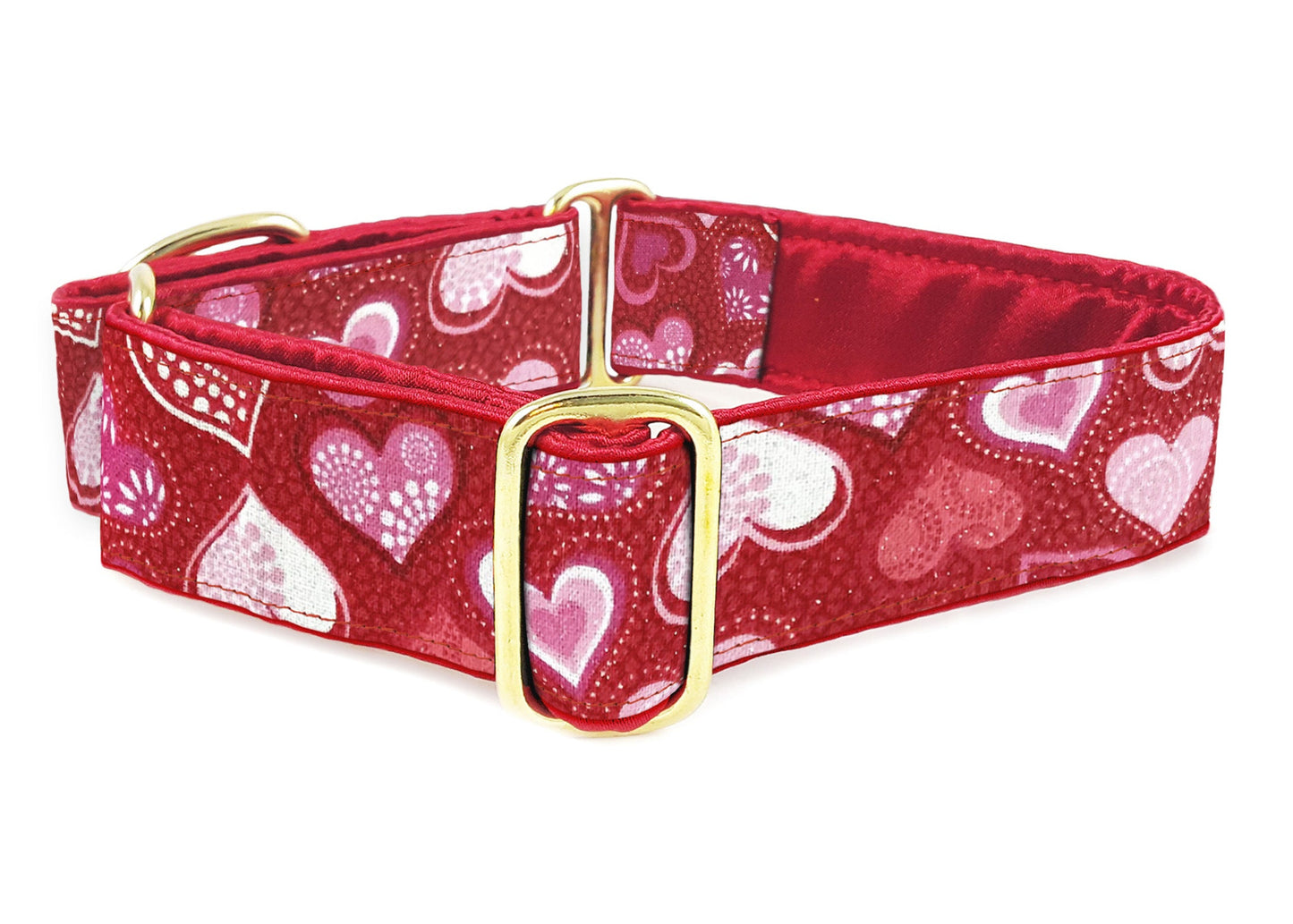 1.5 Inch Sparkly Valentines Day Hearts Dog Collar by The Hound Haberdashery