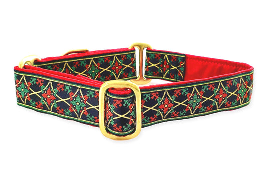 1 Inch Wide Christmas Exeter Dog Collar by The Hound Haberdashery