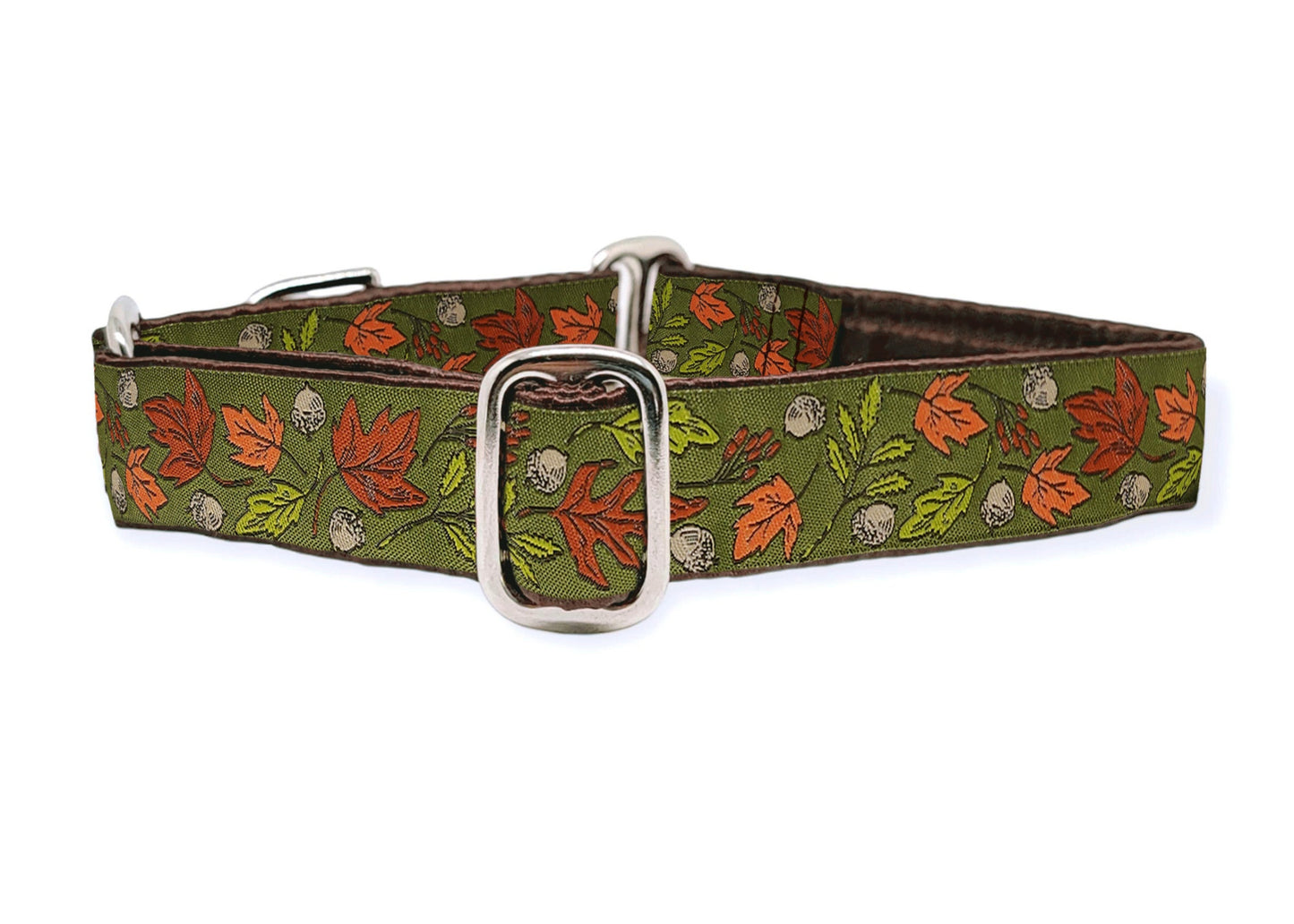 1 Inch Wide Autumn Leaves Martingale Dog Collar by The Hound Haberdashery