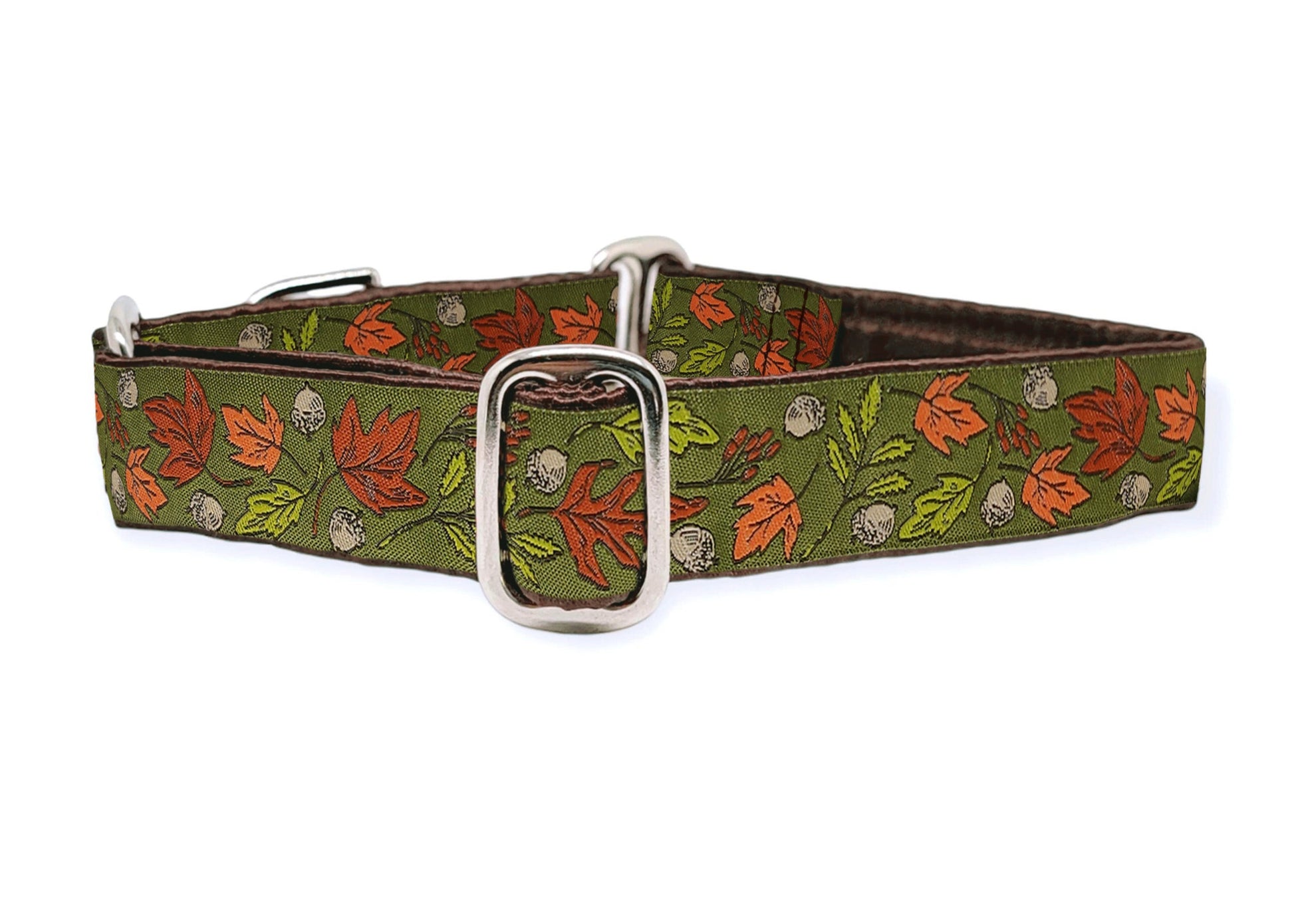 1 Inch Wide Autumn Leaves Martingale Dog Collar by The Hound Haberdashery