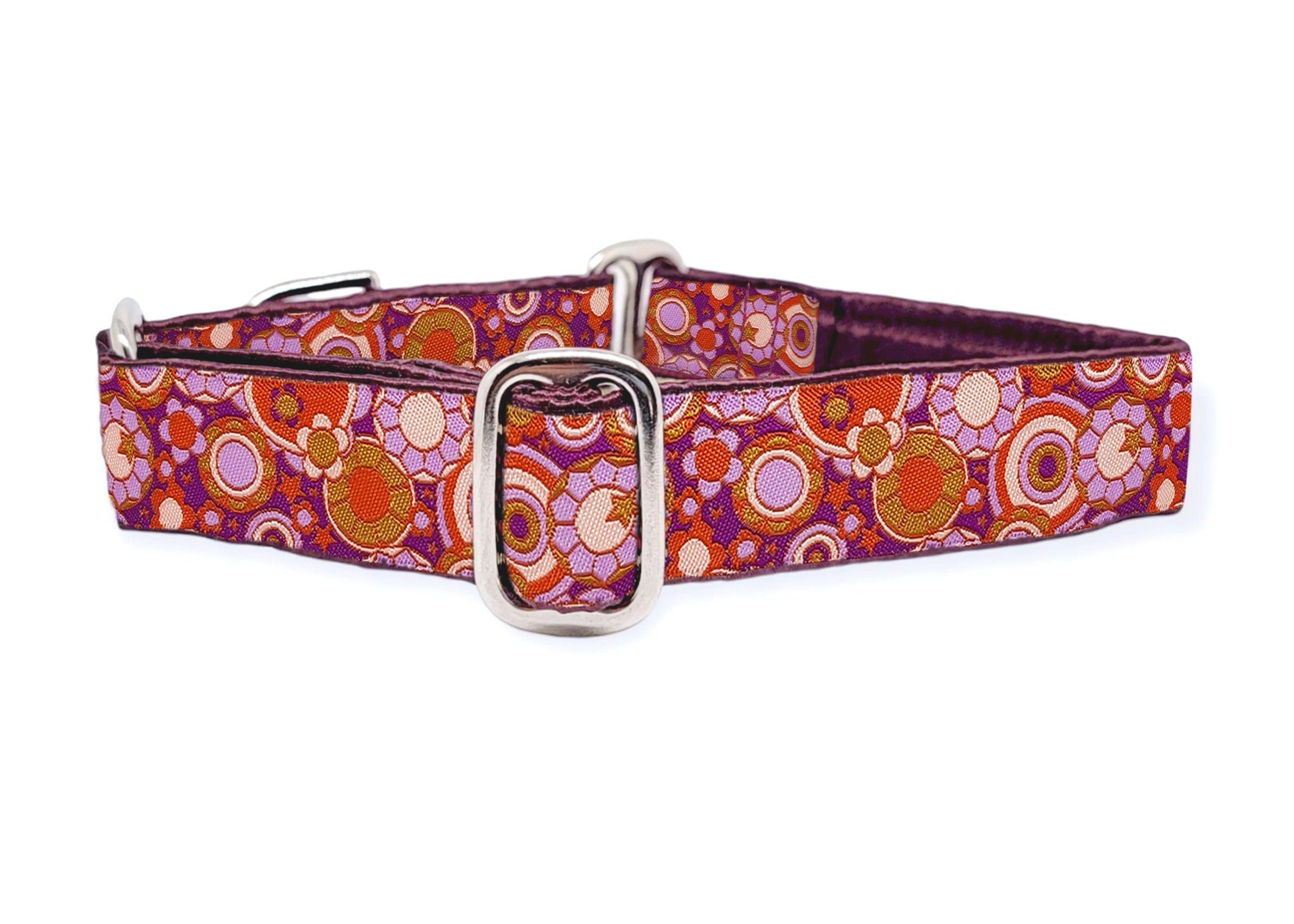 1 Inch Wide Purple Cosmos Martingale Dog Collar by The Hound Haberdashery