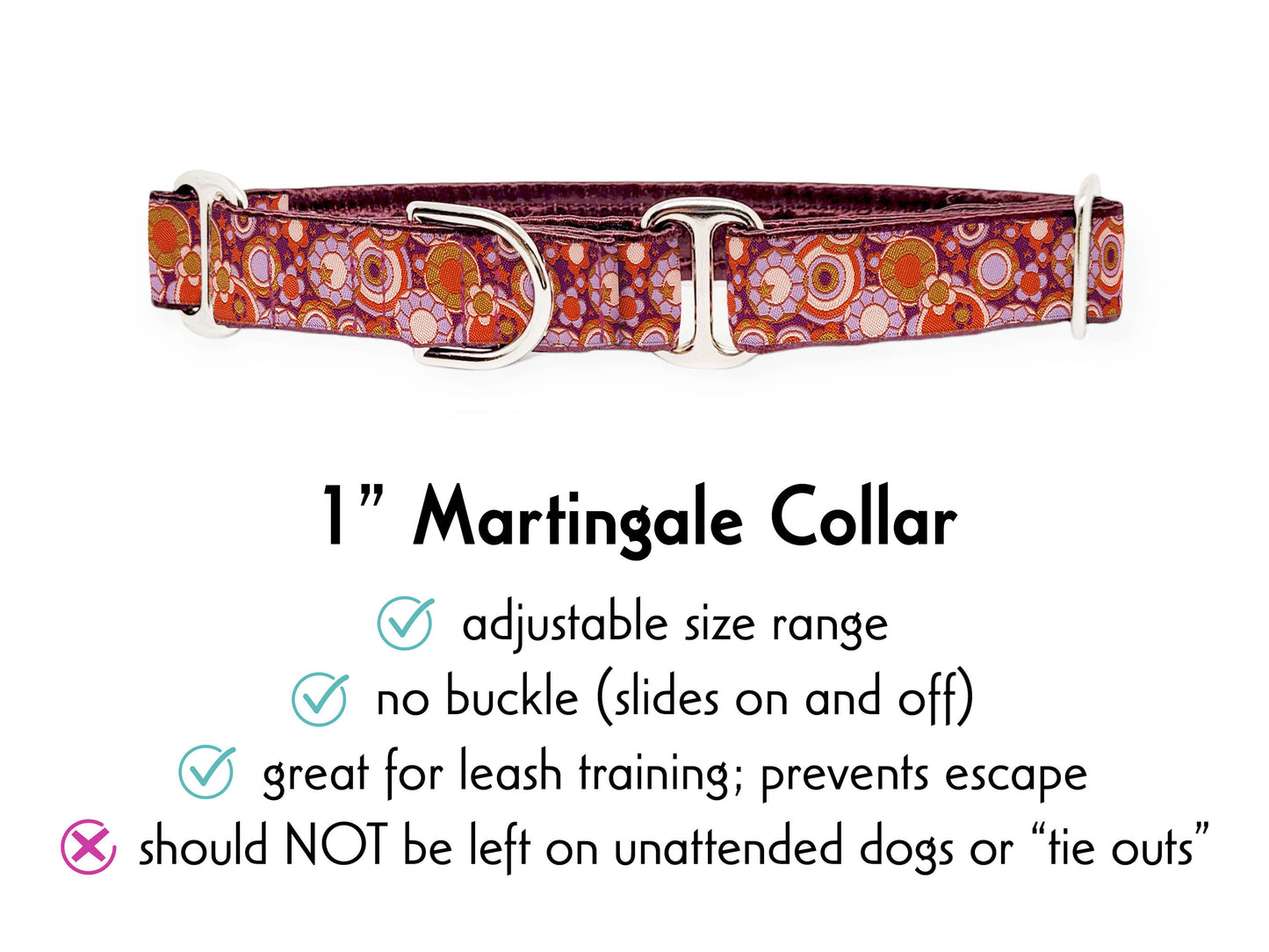 1 Inch Wide Purple Cosmos Martingale Dog Collar by The Hound Haberdashery