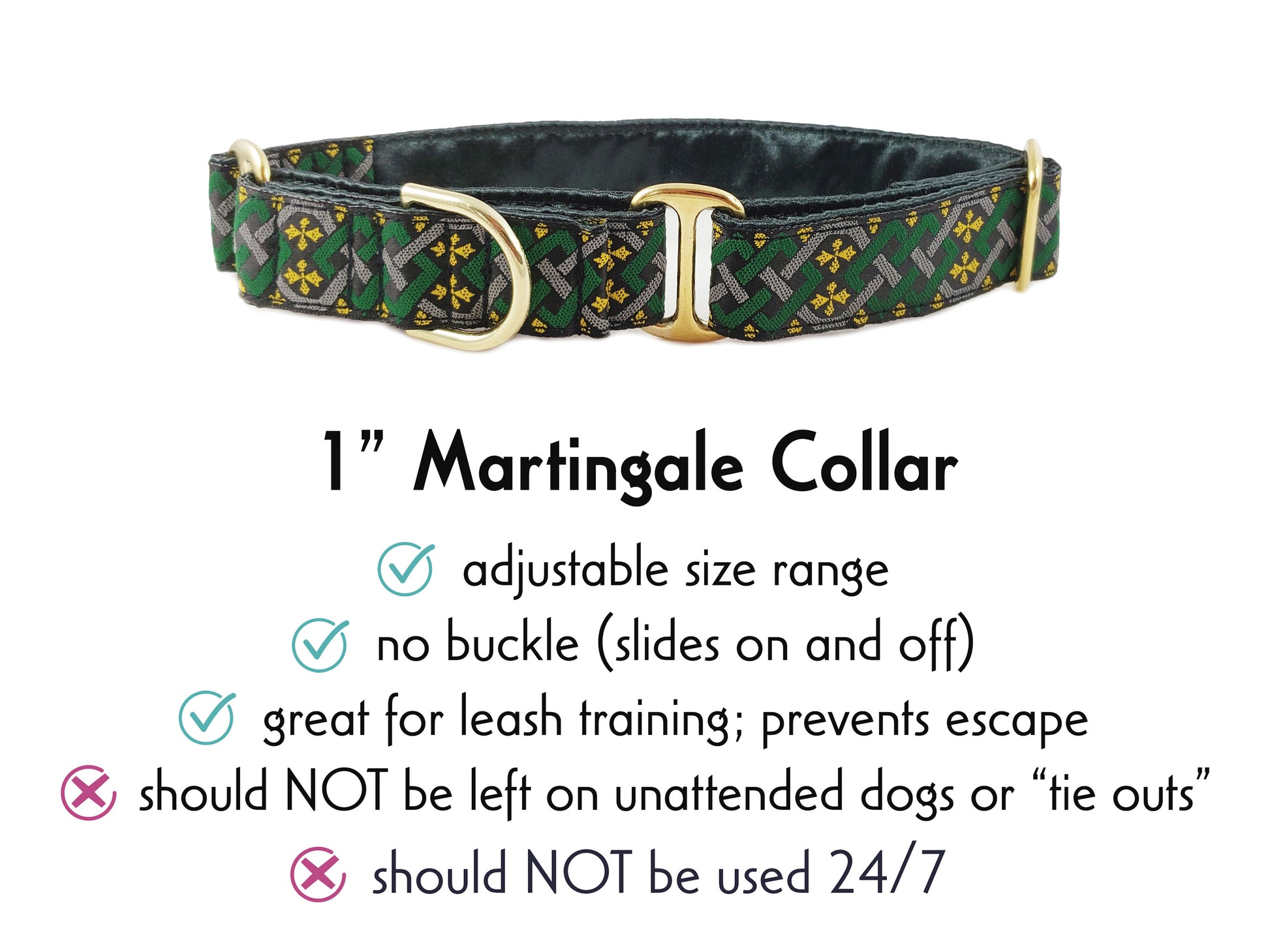 1 Inch Wide Wicklow Celtic Martingale Dog Collar by The Hound Haberdashery