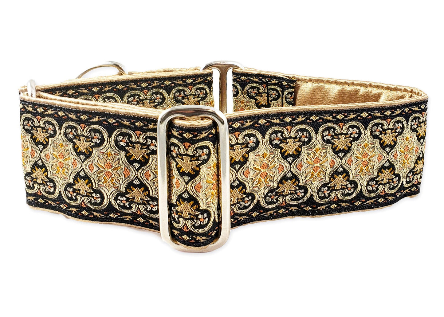 2 Inch Wide Black, Gold Cairo Dog Collar by The Hound Haberdashery
