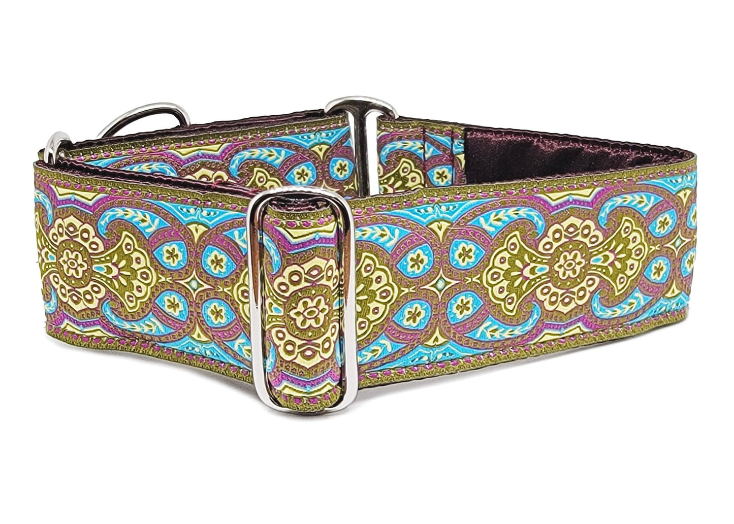 2 Inch Wide Olive, Plum Marseilles Dog Collar by The Hound Haberdashery