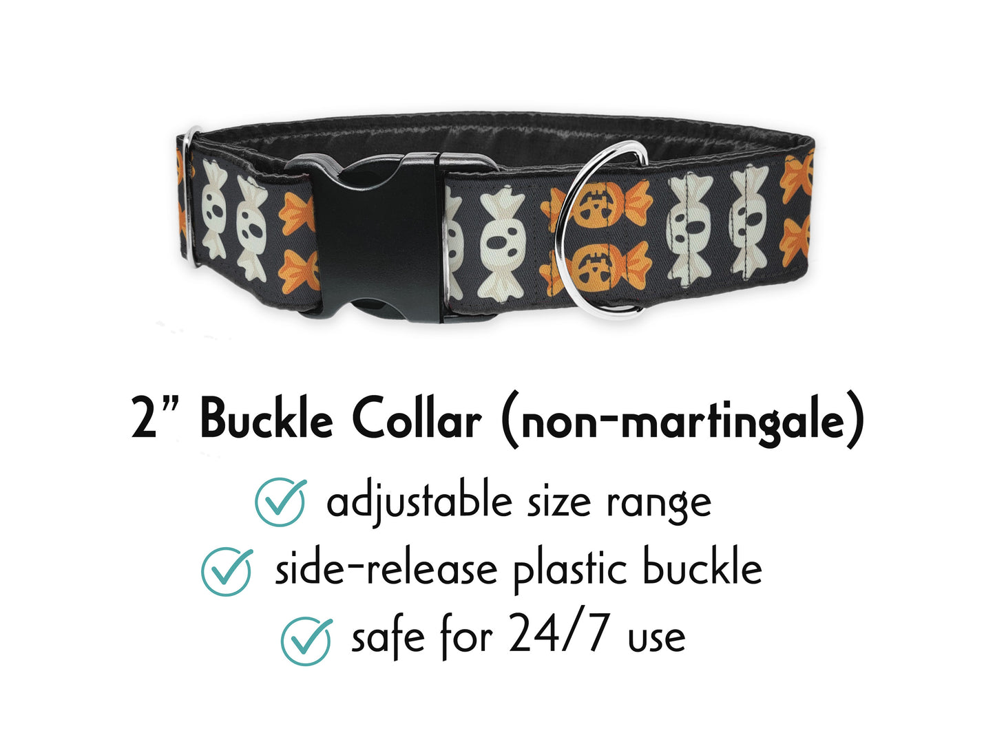 2 Inch Wide Halloween Candies Buckle Dog Collar by The Hound Haberdashery