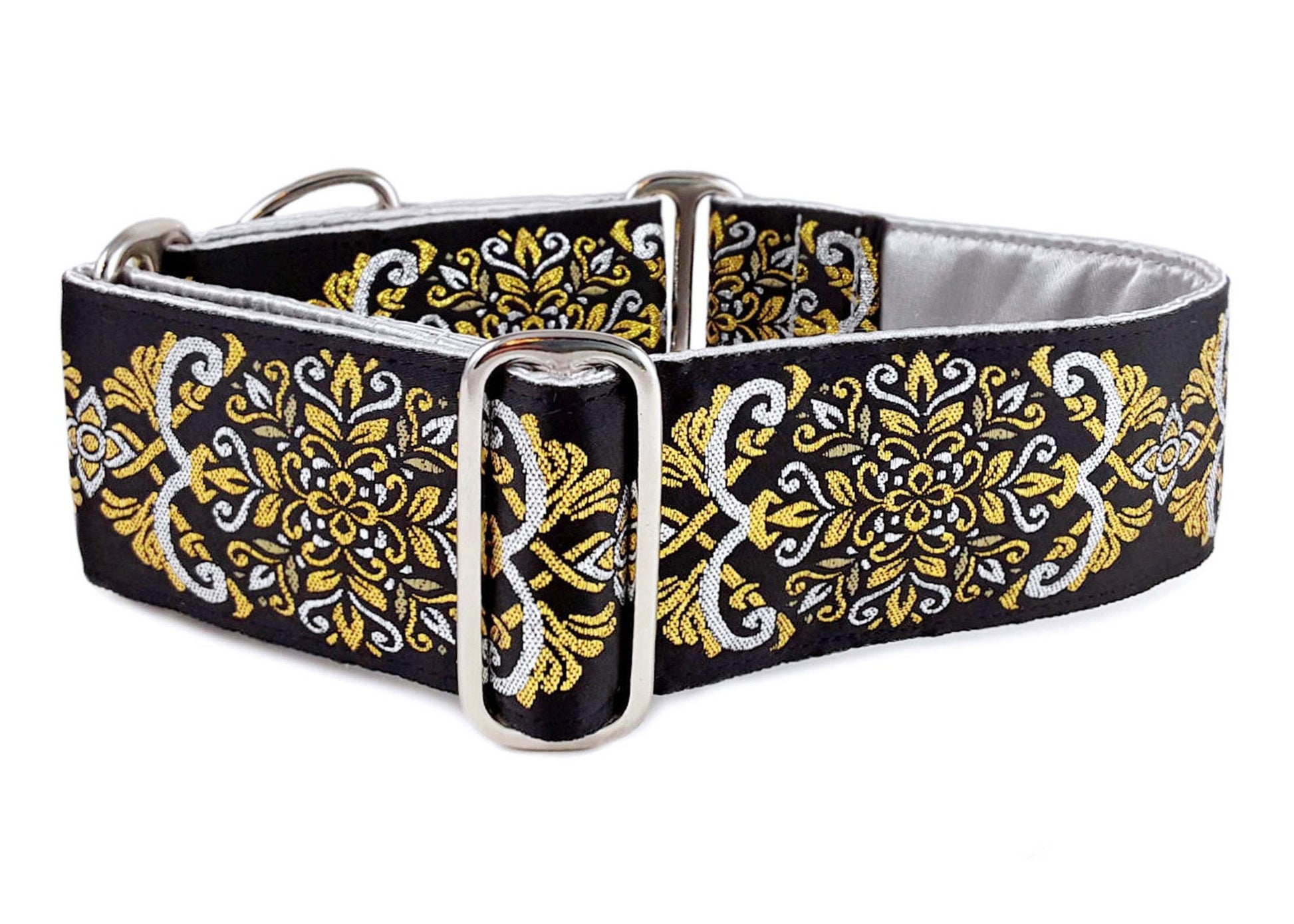2 Inch Wide Silver, Gold Shiraz Dog Collar by The Hound Haberdashery