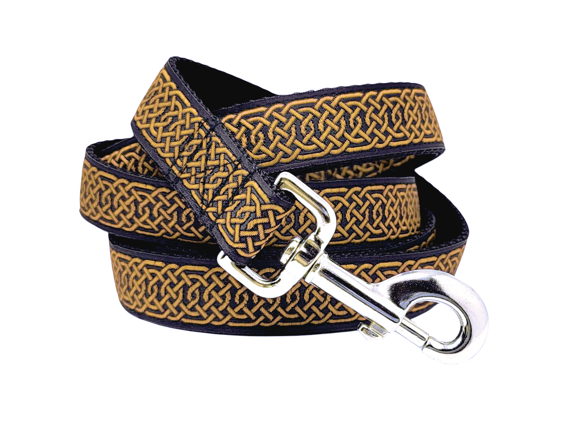 Old Gold & Black Wexford Celtic Braid Dog Leash by The Hound Haberdashery