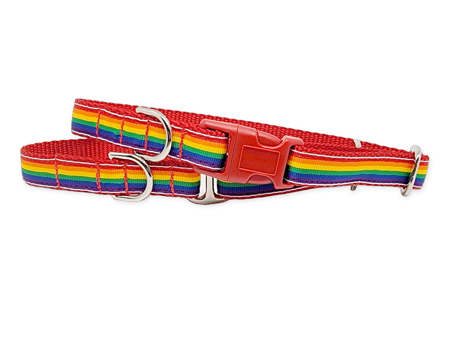 3/4 Inch Rainbow Dog Tag Collar by The Hound Haberdashery