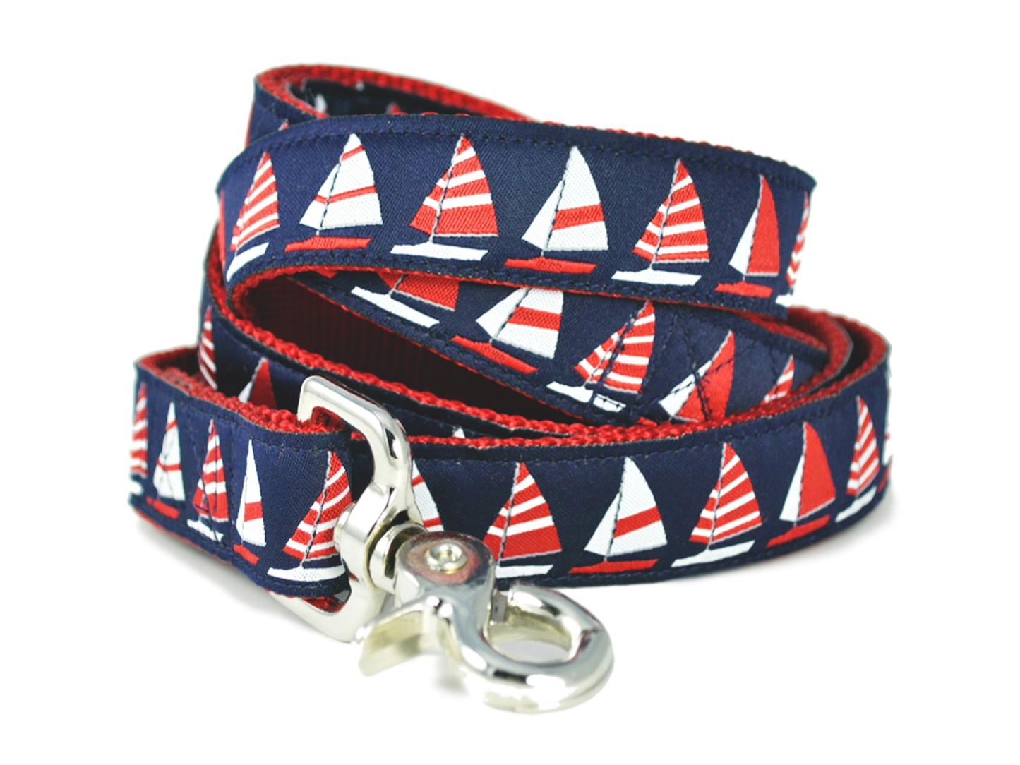 Red, White & Blue Sailboats Dog Leash by The Hound Haberdashery
