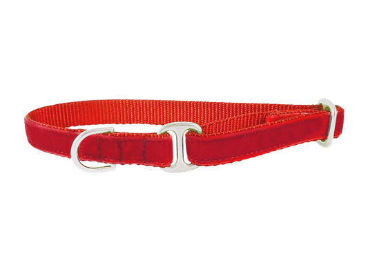 Red Velvet Dog Tag Collar by The Hound Haberdashery
