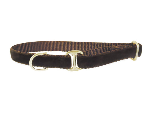 Brown Velvet Dog Tag Collar by The Hound Haberdashery
